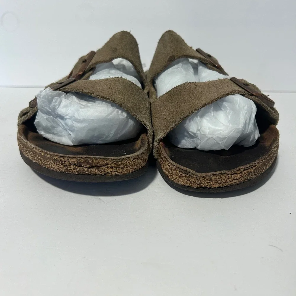 Birkenstock Arizona Sandals Mens 9-9.5 42 Brown Good Suede Double Strap Slides